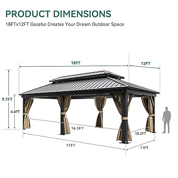 Amazon.com: YITAHOME 12X18FT Hardtop Gazebo Double Roof